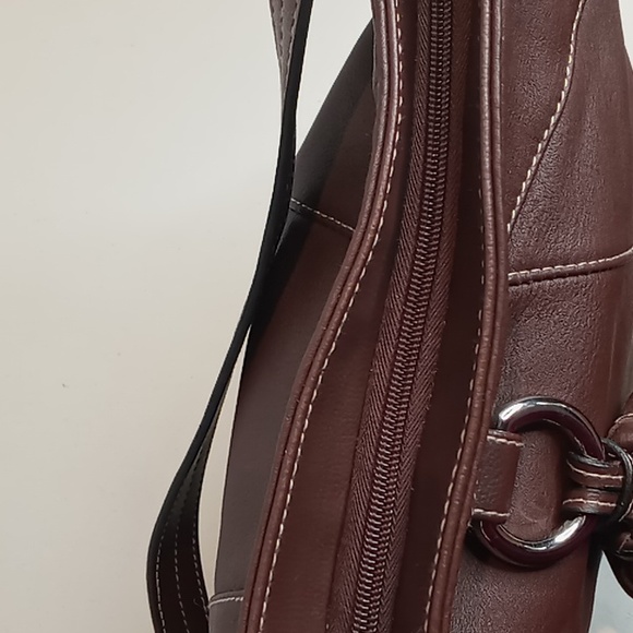 Sears- All Leather Shoulder Bag -Y2K/Bohemian/Minimalist- Brown - Picture 8 of 15